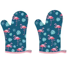 2 шт Фламинго кухня теплоизоляция анти-ожоги перчатки Жаростойкие приготовления выпечки перчатки для микроволновой печи перчатки(случайный стиль