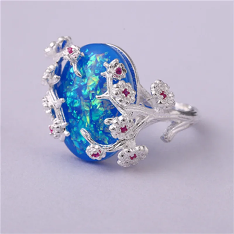 

High Qualtiy Elegant Winding Blue Opal Ring Fashion and Personality Woman Ring Activity Party Couples Wedding Engagement Gifts