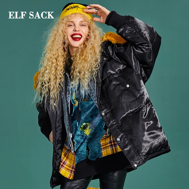 ELFSACK New Woman Down Jacket 90% White Duck Down Coat Solid Full ELFSACK New Woman Down Jacket 90% White Duck Down Coat Solid Full
