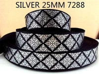 (5yds в рулоне) 10Y7288 лента Керри David accessories 1 ''Серебряная напечатанная корсажная лента - изображение