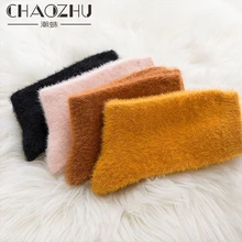 CHAOZHU зимние теплые носки Женские однотонные розовые/желтые/черные/оранжевые плотные не скатываются Высокое качество имитация норки носки