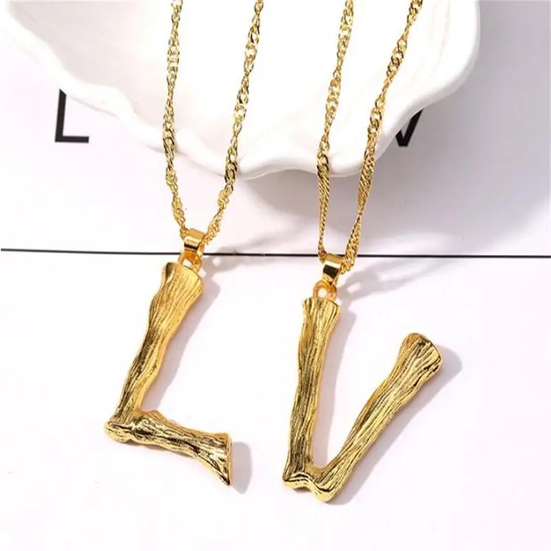 Letter Big Bambu Alphabet Necklace Pendant Mens Womens Gold A-z 26 Letter Hot Sale Jewelry Innovative Letter Necklace