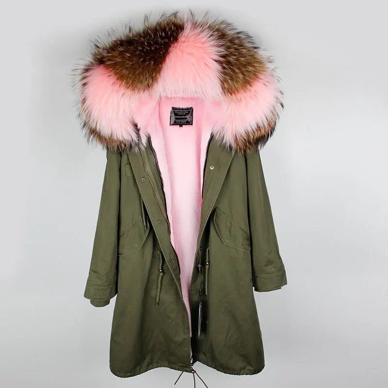 

2019 fashion XX-Long parka real fur coat women winter jacket raccoon fur collar Over the knee winter jacket parkas hot sell