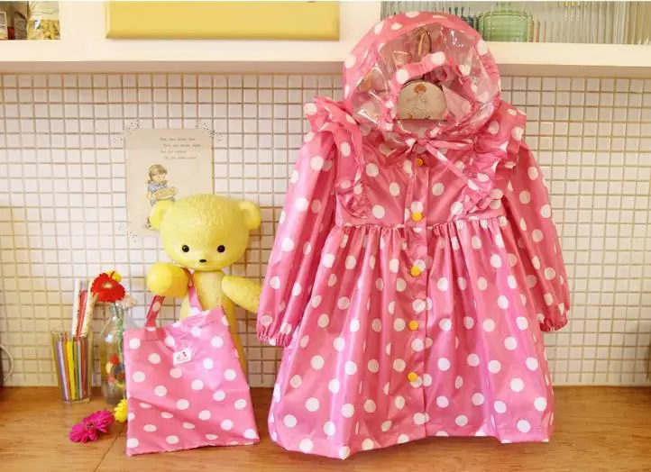 90 до 130 см желтый/розовый в горошек детский плащ принцессы дождевик для детей девочек малышей плащ пончо водонепроницаемый Тренч