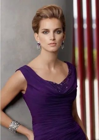 

free shipping robe de soiree 2014 new gorgeous vestido de madrinha party short purple Mother of the Bride Dresses with jacket