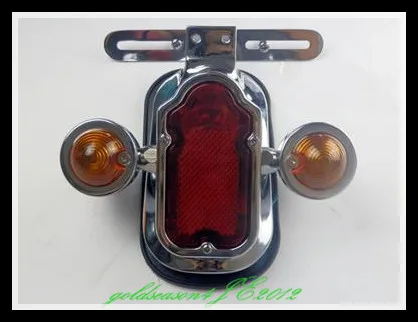 Chrome Tombstone Assembly Tail Light w/ Turn Signal for Harley Chopper