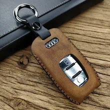 

High-grade first layer leather car key bag pure hand-sewn key chain For Audi A6L A4 A5 A7 Q5 personalized gifts YSS-0283