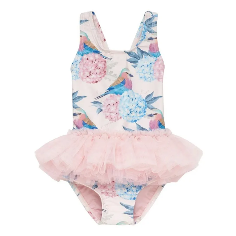 Дизайнерская детская одежда для купания, дизайнерская юбка-пачка с изображением щенка, собаки, цветка, с оборками, кружевное пляжное бикини в бассейне, милая одежда для плавания в стиле принцессы