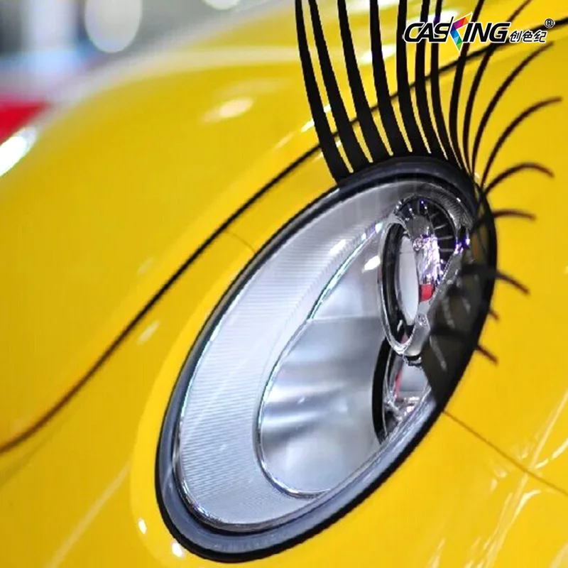 

2pcs car decoration cartoon headlight eyebrow stickers for Volkswagen beetle electric eye fake eyelashes decoration