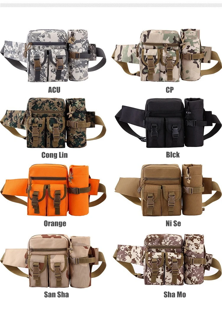 Новые Дорожные камуфляжные сумки, военные женские и мужские поясные сумки, сумки с держателем для бутылки, уличные мужские нейлоновые съемные поясные сумки