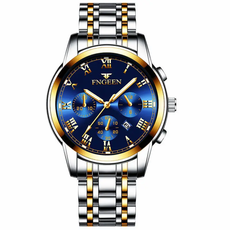 FNGEEN Топ люксовый бренд Мужские часы задний Светильник Руки бизнес мода повседневные мужские кварцевые часы водонепроницаемые часы Montre homme - Цвет: 10