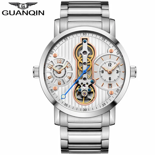 GUANQIN Tourbillon, новинка, Автоматический Скелет, Relogio Masculino, спортивные мужские часы, водонепроницаемые, дайвер, деловые часы, 16103 A - Цвет: C