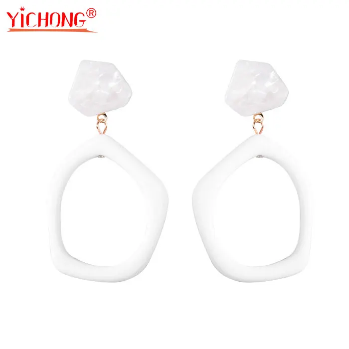 

2019 Fashion ZA Jewelry Acrylic Resin Oval Dangle Earrings For Women Geometry Big Circle Tortoiseshell Earrings Acetate Brincos