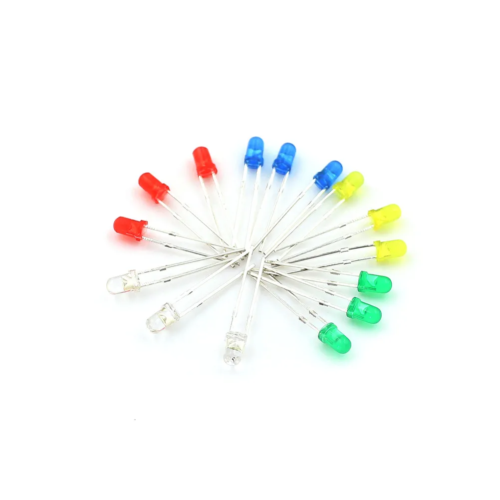 

100PC/Lot 3MM Led Red Green Yellow Blue White Light Emitting Diode