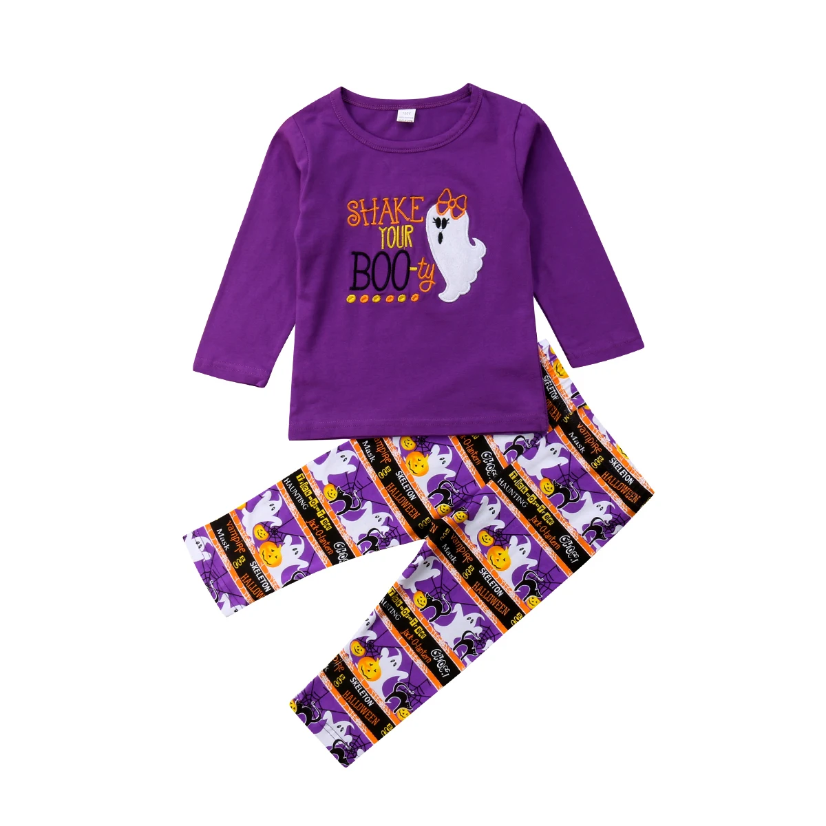 2018 New Toddler Halloween Purple Ghost Clothing Kids Baby Girl Long