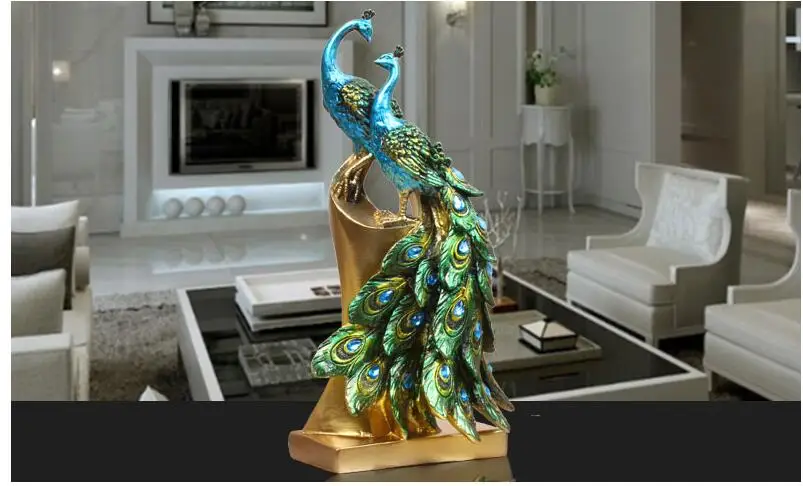 Украшение для дома из смолы, фигурка Феникса, ремесла, ваза павлина, Декор, чистая золотая статуя птицы, для дома, офиса, скульптура животного, орнамент