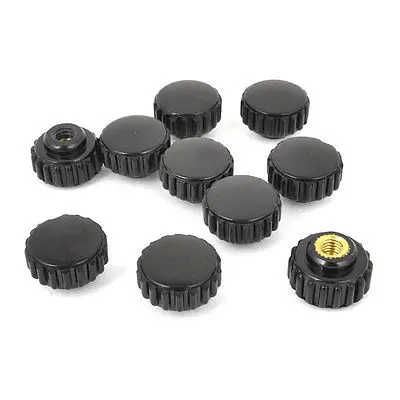 

Black 4mm Female Thread 10mm Height Knurled Round Knob 10 Pcs