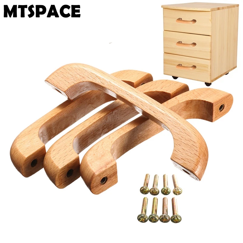MTSPACE 4 шт./компл. 96 мм Arcuate деревянная ручка шкафа и ручки Деревянный Гриб мебель