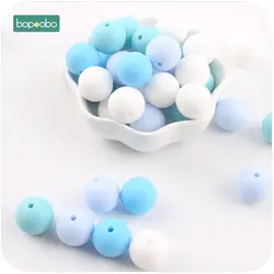 Bopoobo силиконовые бусины 10 шт. 12 мм синий серии бисера еда класс силиконовый Прорезыватель для зубов бусы с зубным кольцом интимные