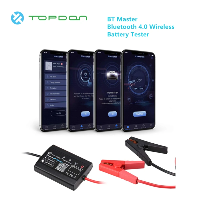 

TOPDON BT Master Diagnostic Tool Battery Tester Wireless Cranking Charging Monitor 12V Bluetooth 4.0 Motorcycle Heavy Duty Truck