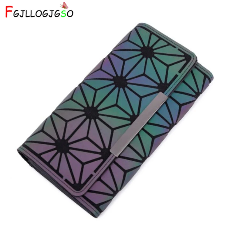 

Brand Design Women Long Clutch Wallets Noctilucent Purse Geometry Luminous Zipper Wallet Female Phone Bag Card Holder Carteira