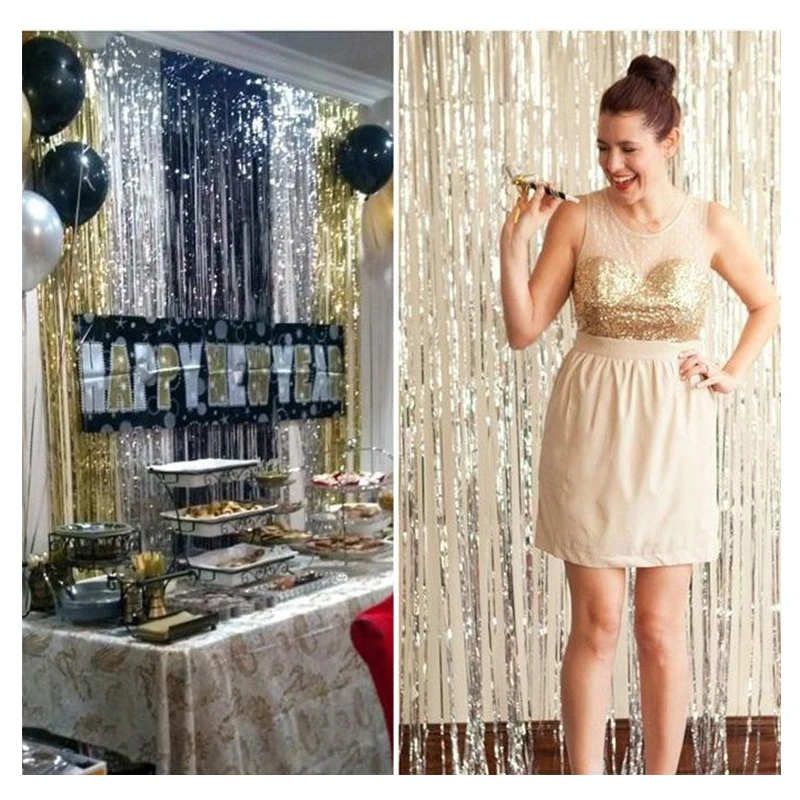 

Wedding Background Decoration 3M Wedding Tinsel Curtain Sequin Curtains Photo Curtains Birthday Party Backdrop 2M Foil Curtain