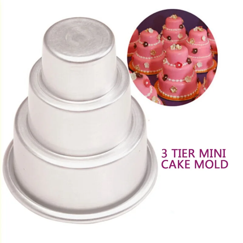 

3 Levels Fondant Baking Mold Mini Cake Decorating Tools Pastry Supplies Aluminum Alloy Baking Cookies Muffin Mold