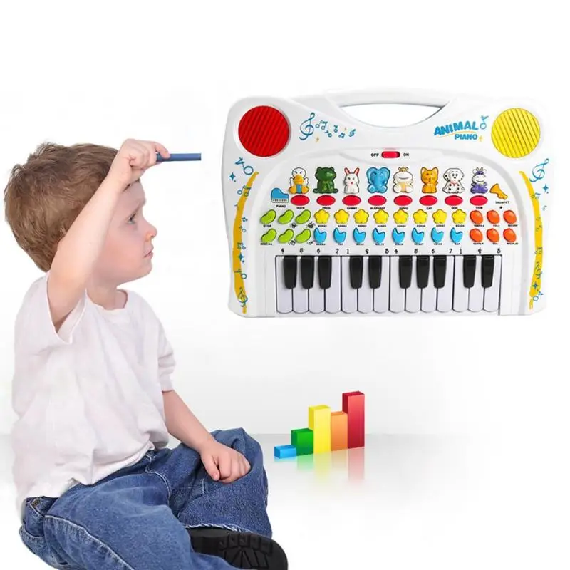 Дешево Музыкальная обучающая записывающая звуковая игрушка в виде животного пианино развивающая музыкальная обучающая игрушка