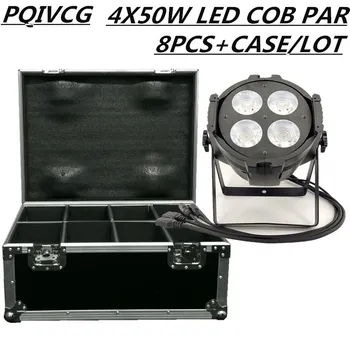 

8PCS/ 4X50W LED PAR light + Flight Case white/warm white LED COB light DMX stage professional led wash light