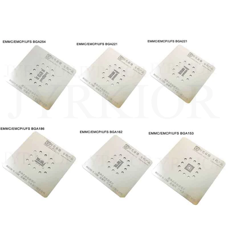 Полный комплект EMMC EMCP UFS BGA 153/162 BGA169 BGA186 BGA221 BGA254 трафарет для реболлинга растений