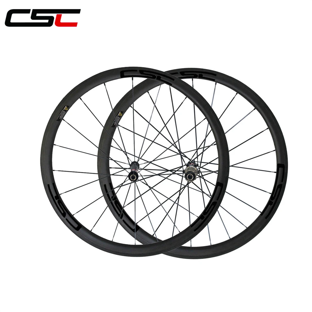 Clearance CSC  U Shape 38mm Tubular Carbon Road wheels 25mm Width Novatec AS511SB FS522SB hub sapim spokes1266g 3