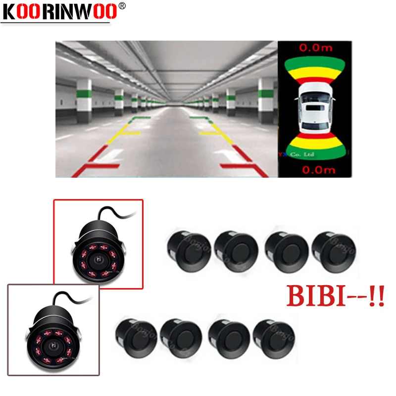 

Koorinwoo For Sony AHD Front Parktronics OPS System Car Parking Sensors 8 Alarm 18.5 Rear view Camera Video Reverse Black Silver