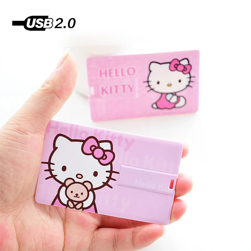 Карта hello kitty, USB флеш-накопитель, USB 2,0, 128 Мб, 4 ГБ, 8 ГБ, 16 ГБ, 32 ГБ, 64 ГБ, 128 ГБ, U флеш-диск, водонепроницаемый Usb флеш-накопитель