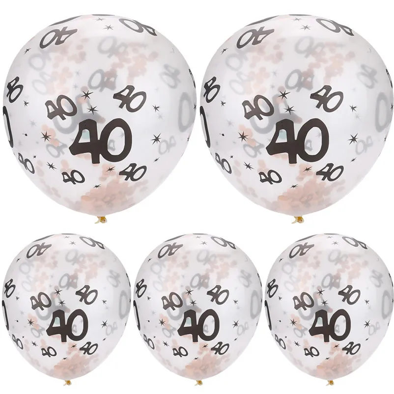 5Pcs 30 40 50th Happy Birthday Rose gold confetti filled Latex balloons Wedding Decorations Party Supplies Balloons S27 (10)
