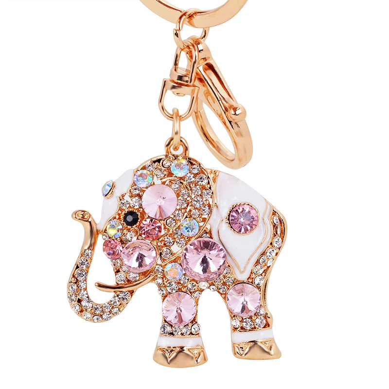 

Fashion Thailand Rhinestone Elephant Keychain Multicolor Crystal Key Chain Car Llavero Keyring Key Holder Charm Bag Pendant Gift