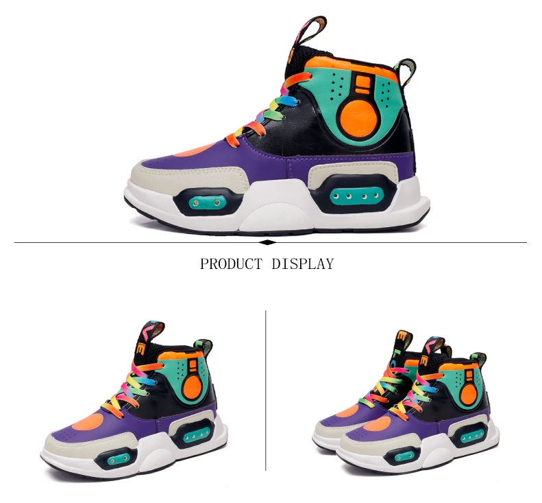 2019 New USB Charging Basket Children Led Shoes Boys With Light Up Casual Kids Shoes Girls Sneakers Glowing Shoes Genuine Leather  (3)