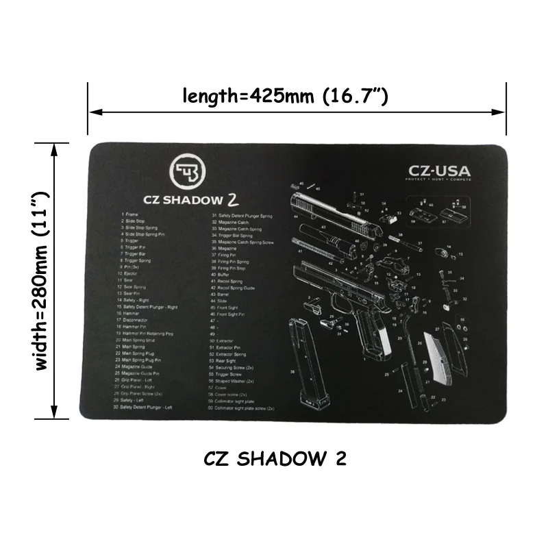 Коврик для чистки пистолета CZ shadow 2 резиновый коврик водонепроницаемый
