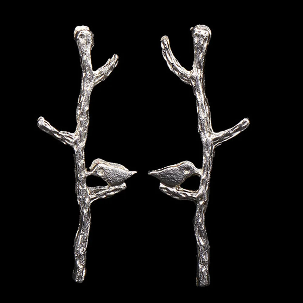 Fashion Unique Bird On Branch Stud Earring Metal Tree Branches Lovely Bird Ear Stud Earrings For Women Brincos