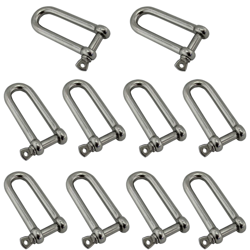 Stainless Marine Eye Screw Pin Long D Shackle for Chains and Wire Rope Marine Grade Boat Shackle 10pcs 8mm