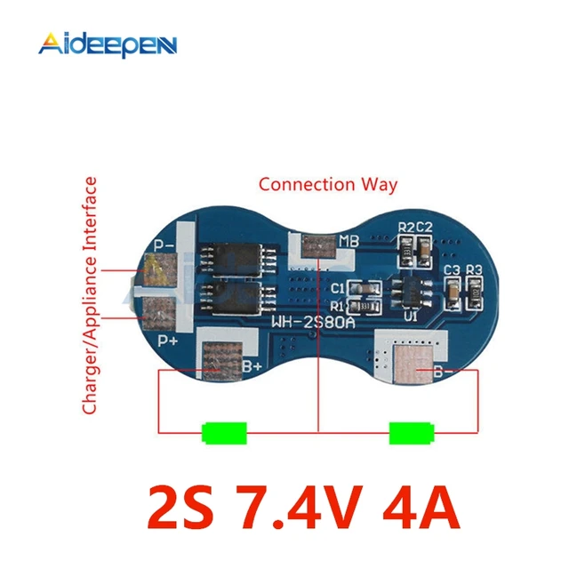 2S Cell 7.4V 2A 4A PCB BMS 18650 Protection Board Li-ion Lithium Battery 
