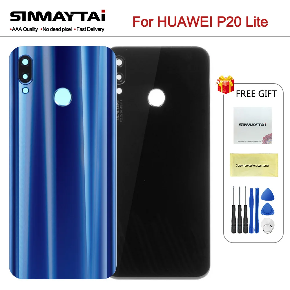 Для Huawei P20 Lite крышка батареи Задняя стеклянная дверь корпус чехол для задняя