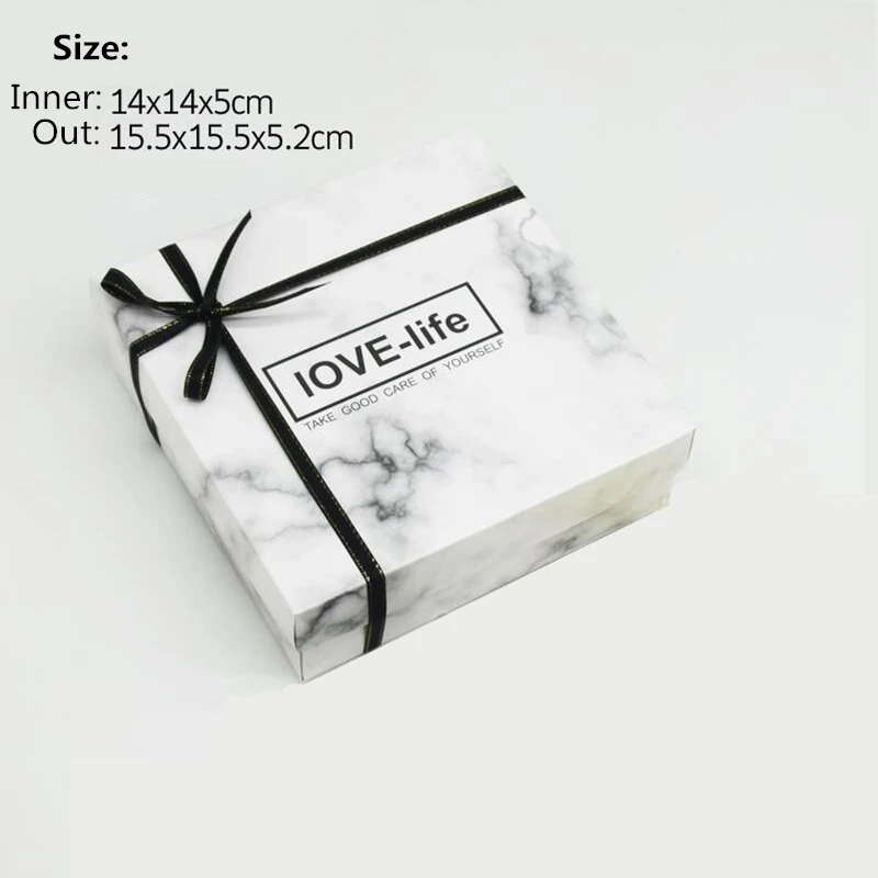 LBSISI Life упаковочная сумка, бумажная Подарочная коробка, сумка с ручками, мраморные ручные сумки, подарок, Dec, любовь, лучшее пожелание, с лентой - Цвет: Middle White