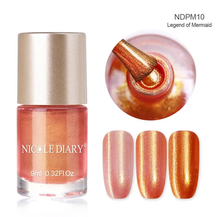 NICOLE DIARY 9ml Nail Polish Chameleon Metallic Jelly Holographic Polish Shiny Flakies Sequins Manicure Nail Art Lacquer Varnish - Цвет: Water Based NDPM10