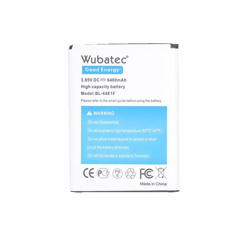 Wubatec 1x6400 мАч BL-44E1F Расширенная Задняя крышка батареи+ универсальное зарядное устройство для LG V20 H990 F800 VS995 US996 LS997 H910 H918