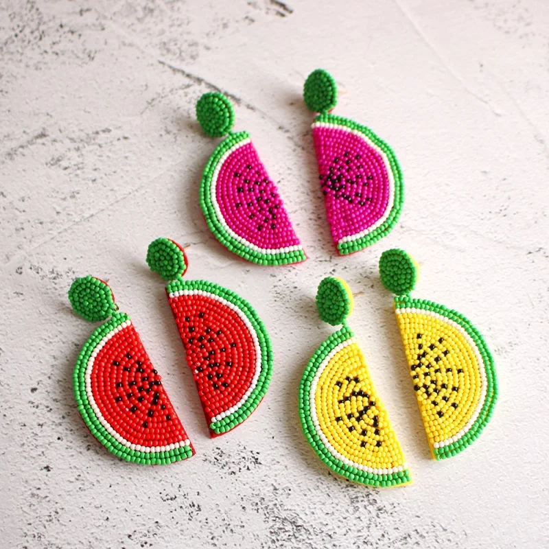 Lalynnlys Cute Cherry Watermelon Pineapple Drop Earrings New Fashion Rhinestone Fruit Dangle Earrings Ear Accessories Hot E60491