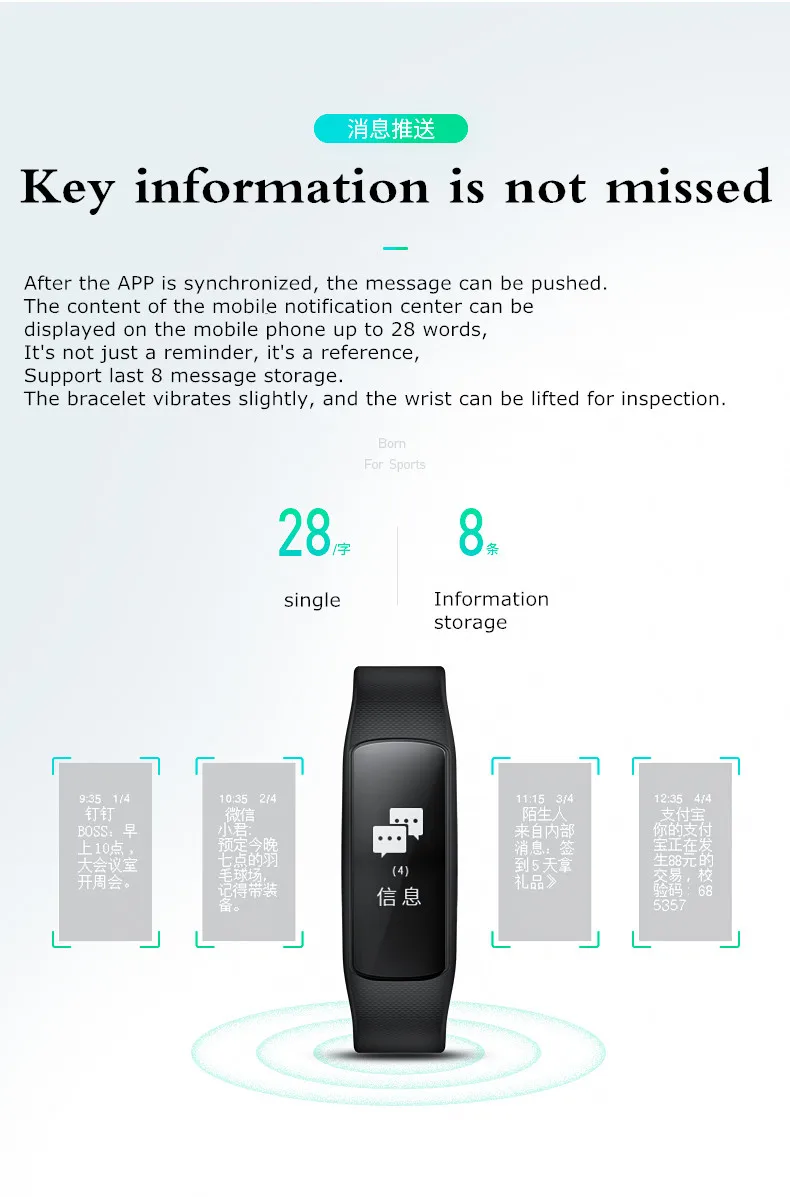 Умный спортивный браслет Iwown i6 PRO, шагомер, многофункциональное оповещение о сообщениях, чувствительный сенсорный монитор сна, оповещение о входящем сообщении