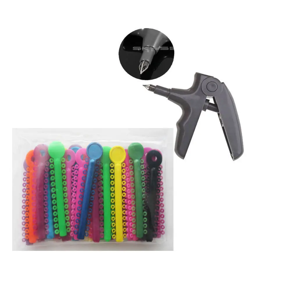 DENTAL ORTHODONTIC LIGATURE GUN Dispenser + 1040pcs ligature ties bands