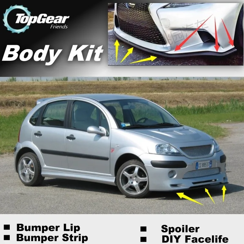 Defletor de Lábios para Citroen Frontal para Spoiler Afinamento de Carro Kit de Corpo Picasso Saia Topgear Tira c3 - 4 Saia abertura frontal