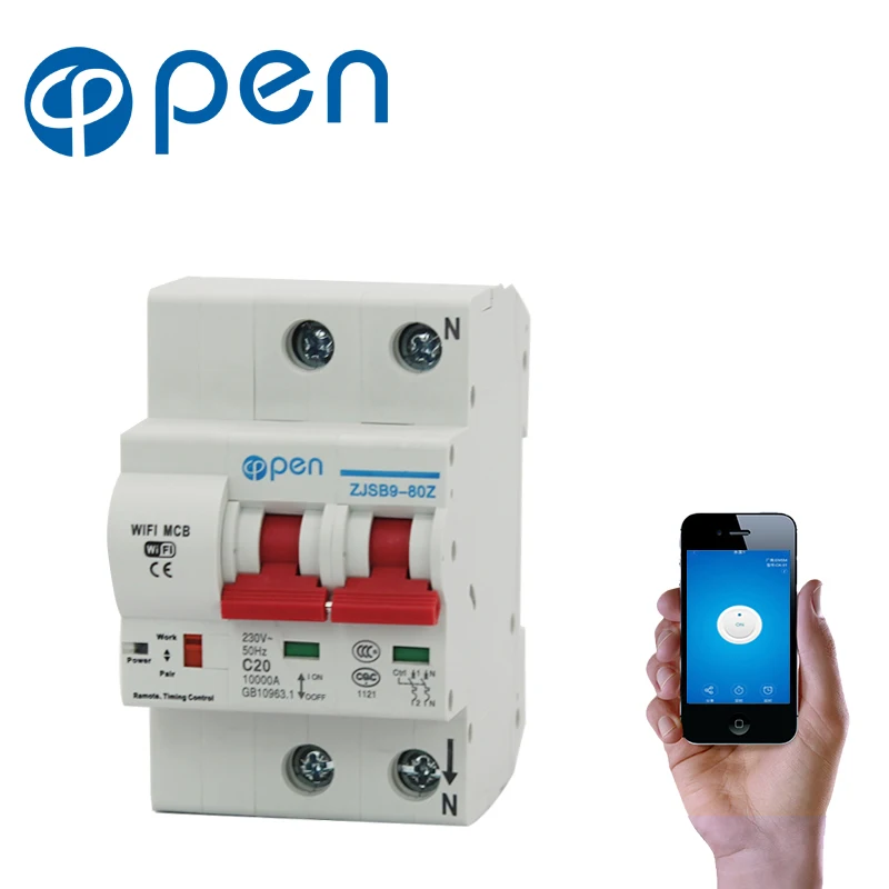 OPEN 2P 20A Remote control Wifi Circuit Breaker /Smart Switch