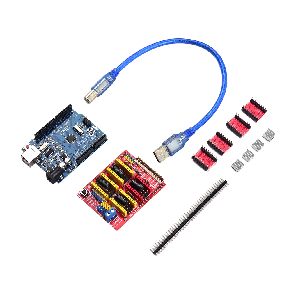 Аксессуары для 3D-принтера CNC щит доска A4988 Драйвер комплект с теплоотвод для Arduino гравер 3d принтер